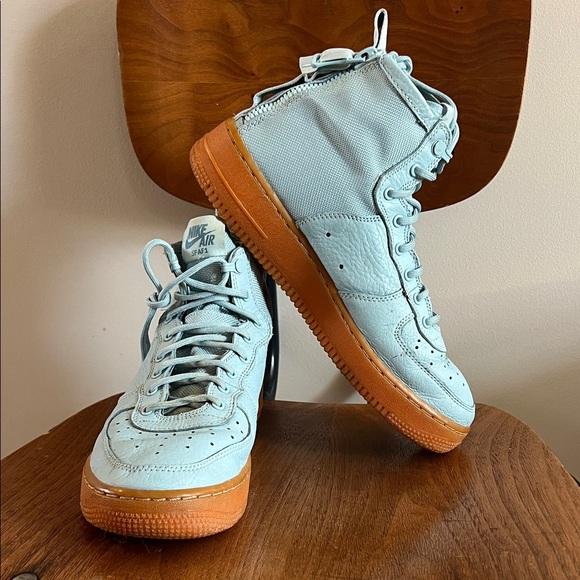 Rare Nike Air Force 1 High-Top Zipper back Sneakers in Sky Blue - www.afpr.in